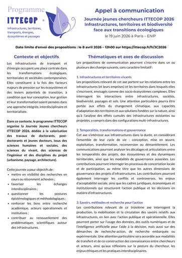 2026 ITTECOP Jeunes chercheurs Appel